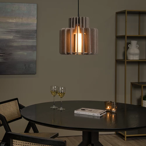 Lucide ROLLO - Suspension - 1xE27 - Taupe - ambiance 1